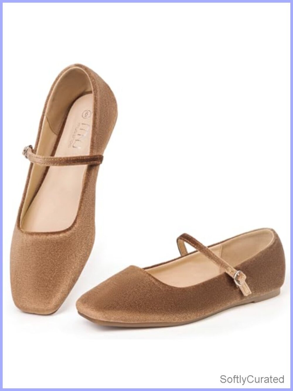 Mary Jane Flats Square Toe Adjustable Strap Non-Slip Dressy Business Casual